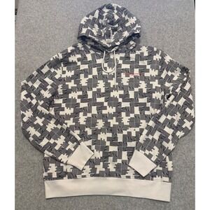 WeSC Mike Puzzle Check Hoodie Mens Large Black White Superlative Conspiracy